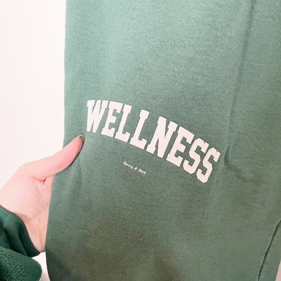Sporty and Rich Wellness Ivy Sweat Pant Racing Green and White 100% Cotton L - Picture 3 of 7
